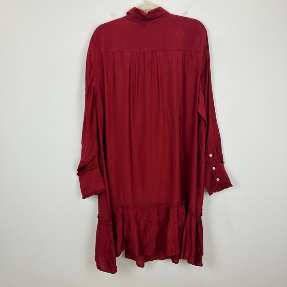 J.Crew Amelia Popover Shirtdress Drapey Viscose Twill Burgundy Ruffle 2X NWT - Picture 9 of 15